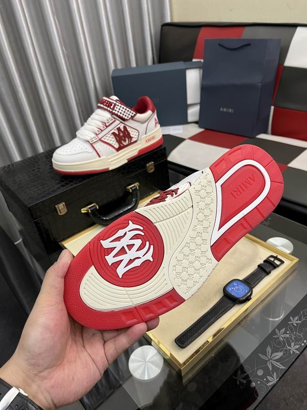 AMIRI White & Red Monogram Sneakers with Cream Sole
