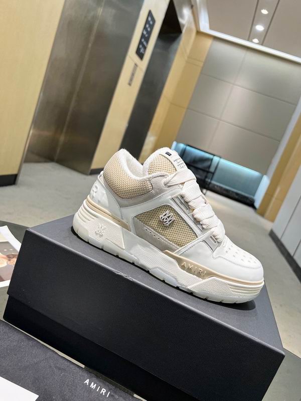 AMIRI White & Champagne Mesh Low-Top Sneakers