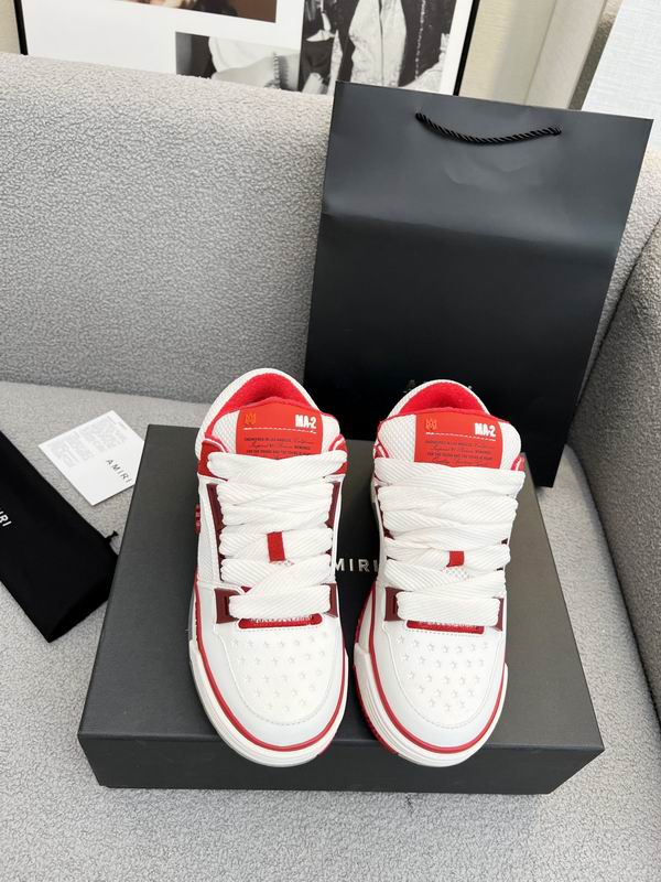 AMIRI White & Red Mesh Low-Top Sneakers