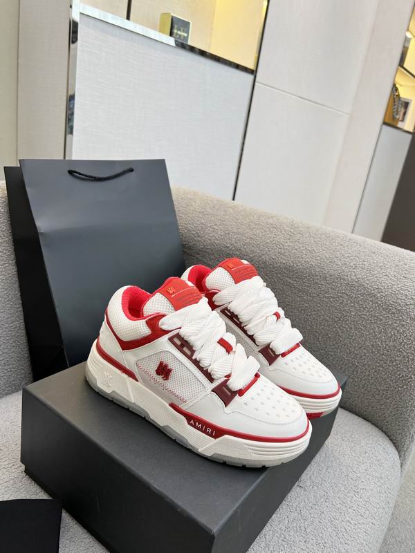 AMIRI White & Red Mesh Low-Top Sneakers
