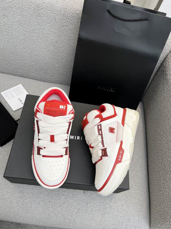 AMIRI White & Red Mesh Low-Top Sneakers