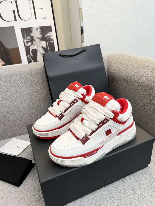 AMIRI White & Red Mesh Low-Top Sneakers