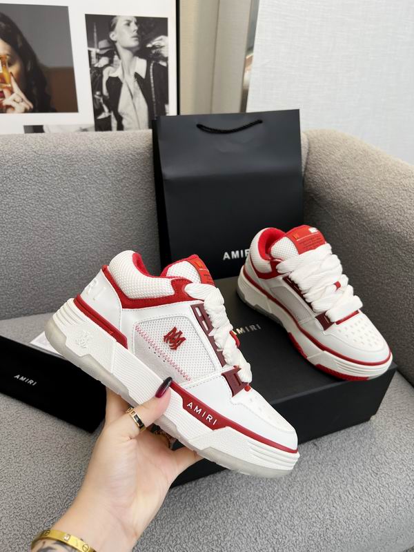 AMIRI White & Red Mesh Low-Top Sneakers