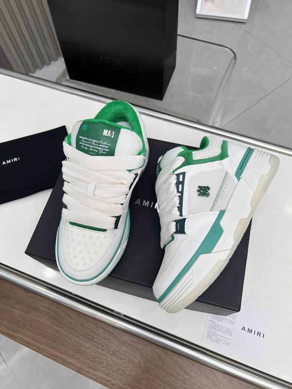 AMIRI White & Green Mesh Low-Top Sneakers