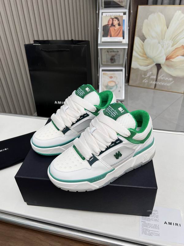 AMIRI White & Green Mesh Low-Top Sneakers