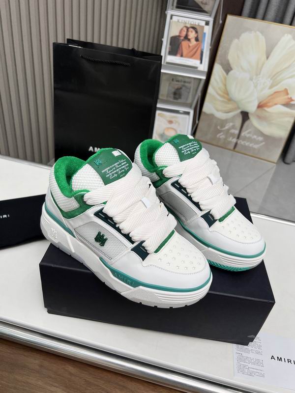 AMIRI White & Green Mesh Low-Top Sneakers