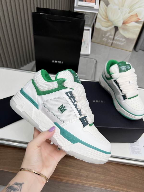 AMIRI White & Green Mesh Low-Top Sneakers