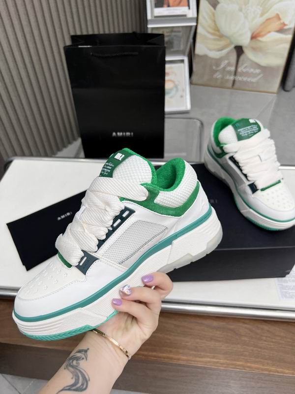 AMIRI White & Green Mesh Low-Top Sneakers