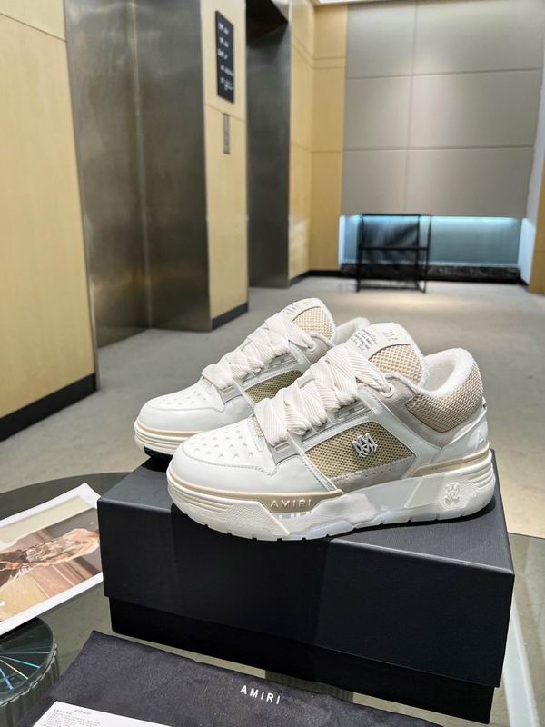 AMIRI White & Champagne Mesh Low-Top Sneakers