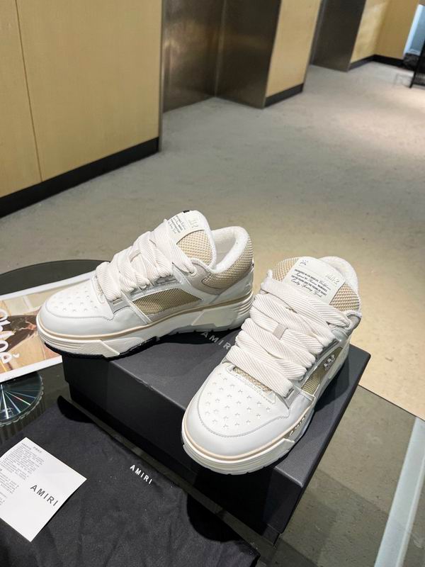 AMIRI White & Champagne Mesh Low-Top Sneakers