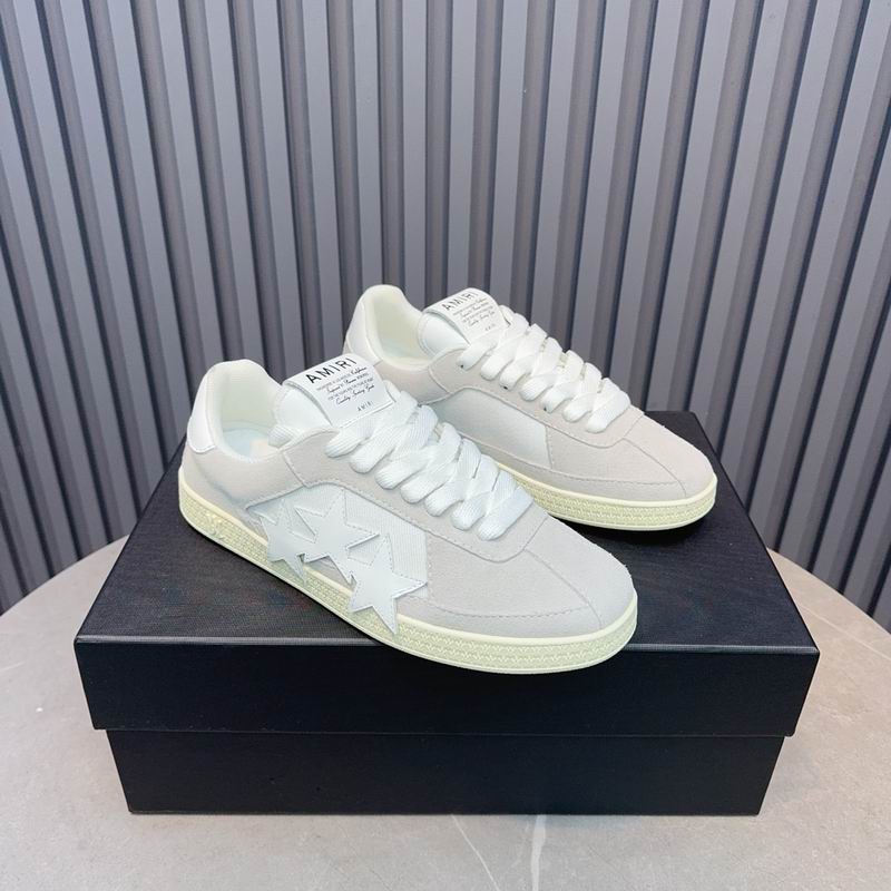 AMIRI Light Gray & White Star Low-Top Sneakers