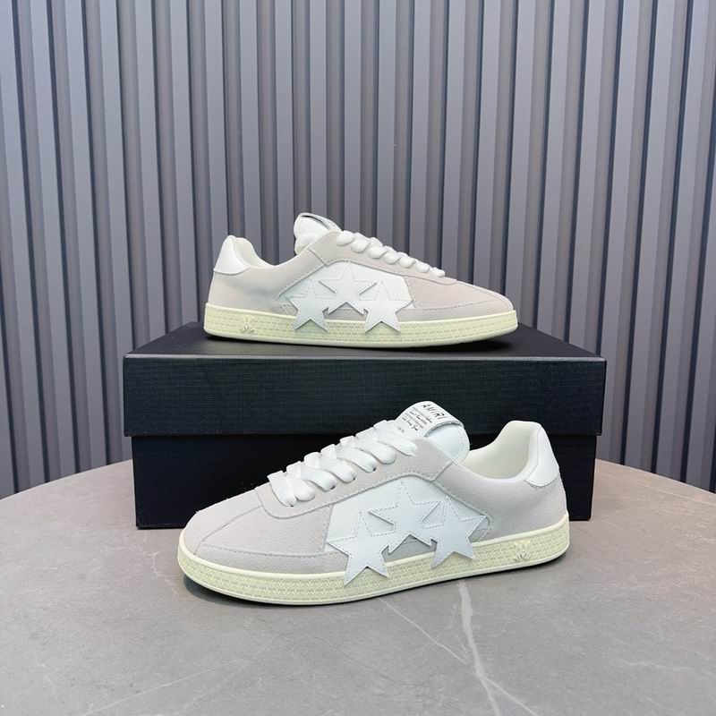 AMIRI Light Gray & White Star Low-Top Sneakers