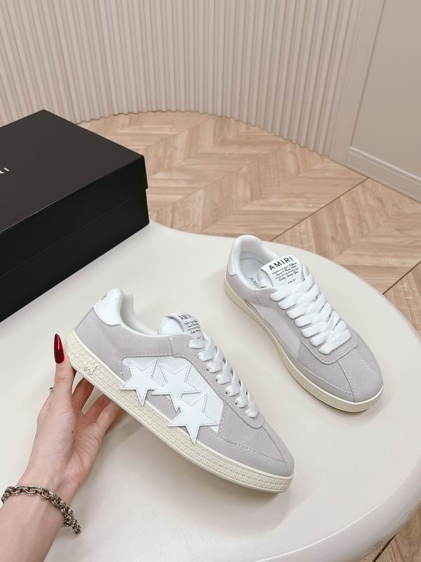 AMIRI Light Gray & White Star Low-Top Sneakers
