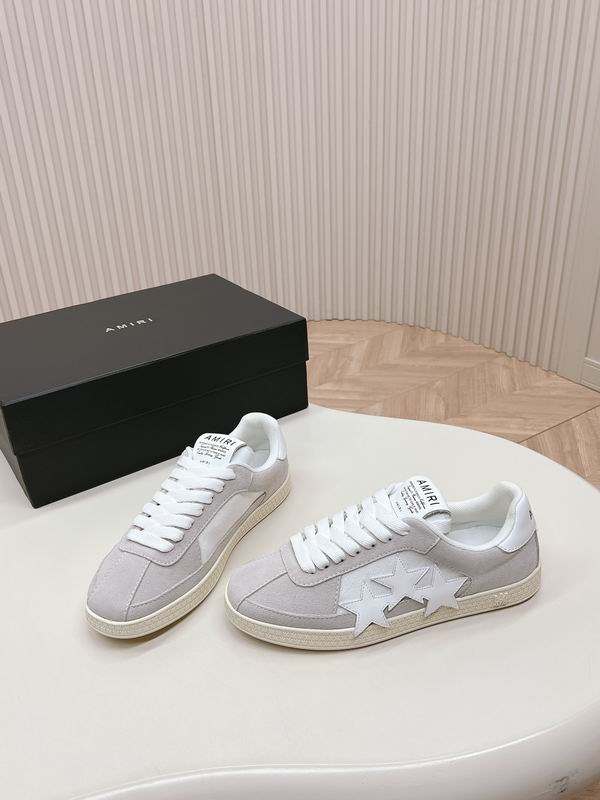 AMIRI Light Gray & White Star Low-Top Sneakers