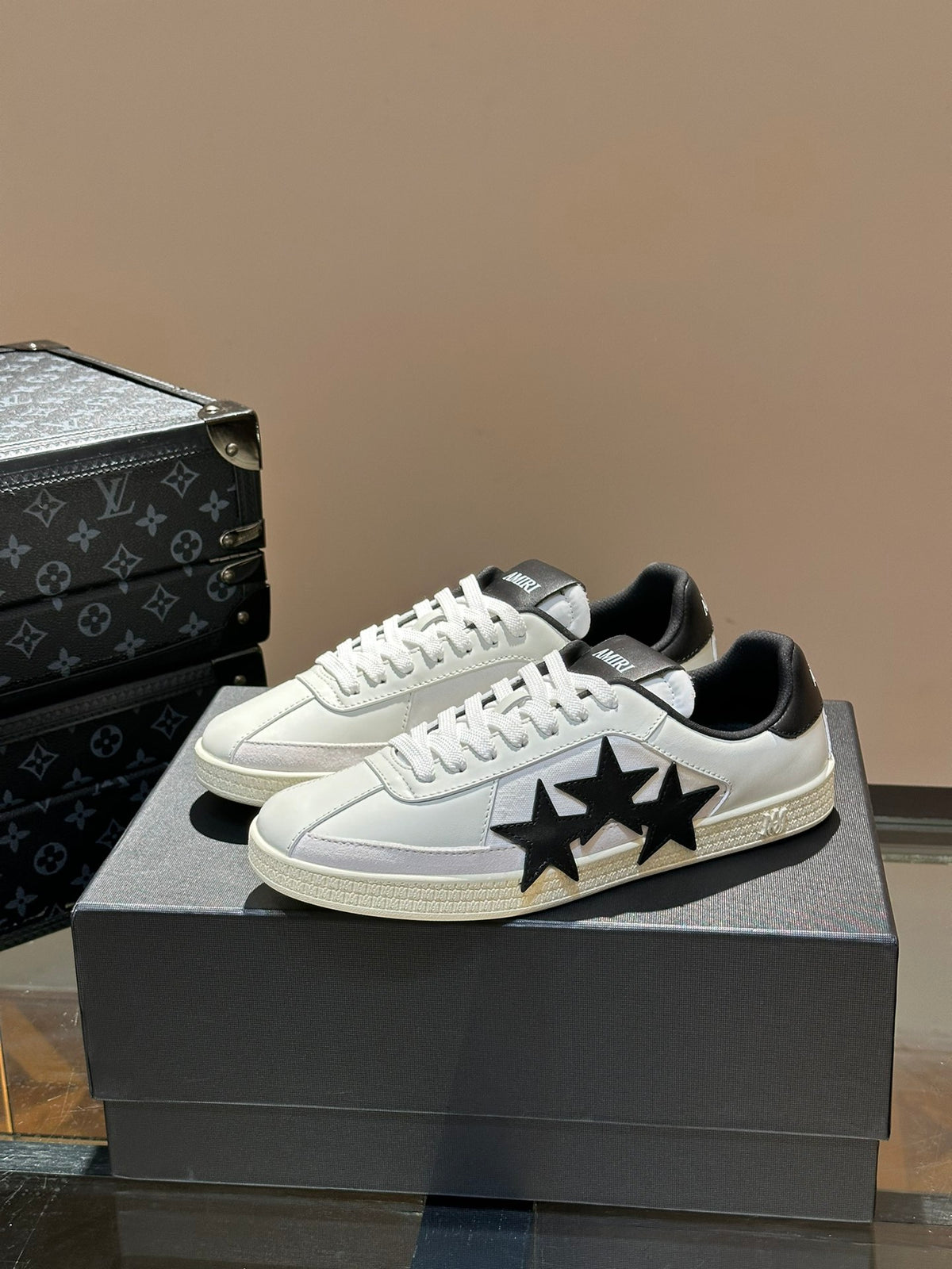 AMIRI White & Black Triple-Star Low-Top Sneakers