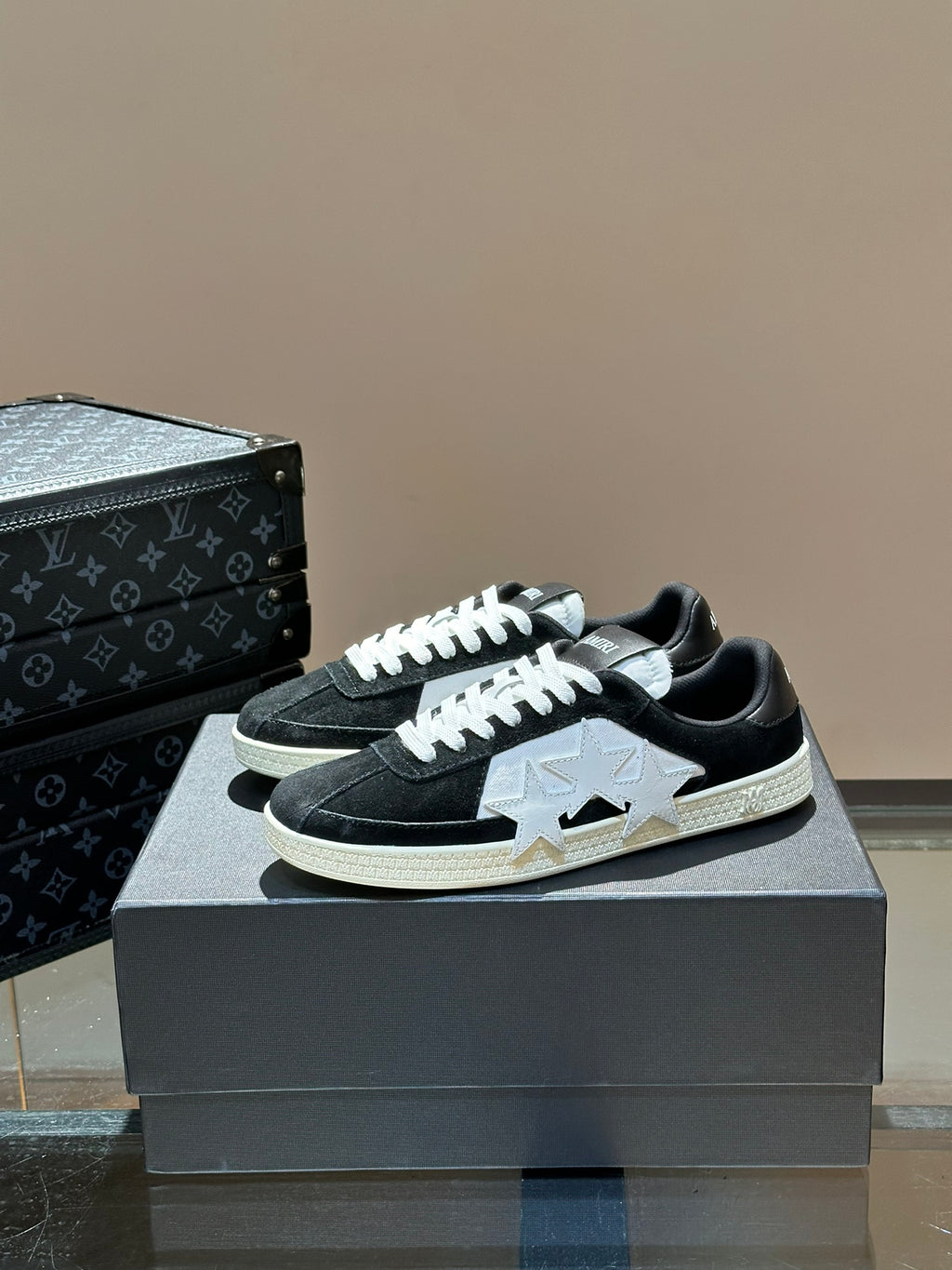 AMIRI Black & White Triple-Star Low-Top Sneakers