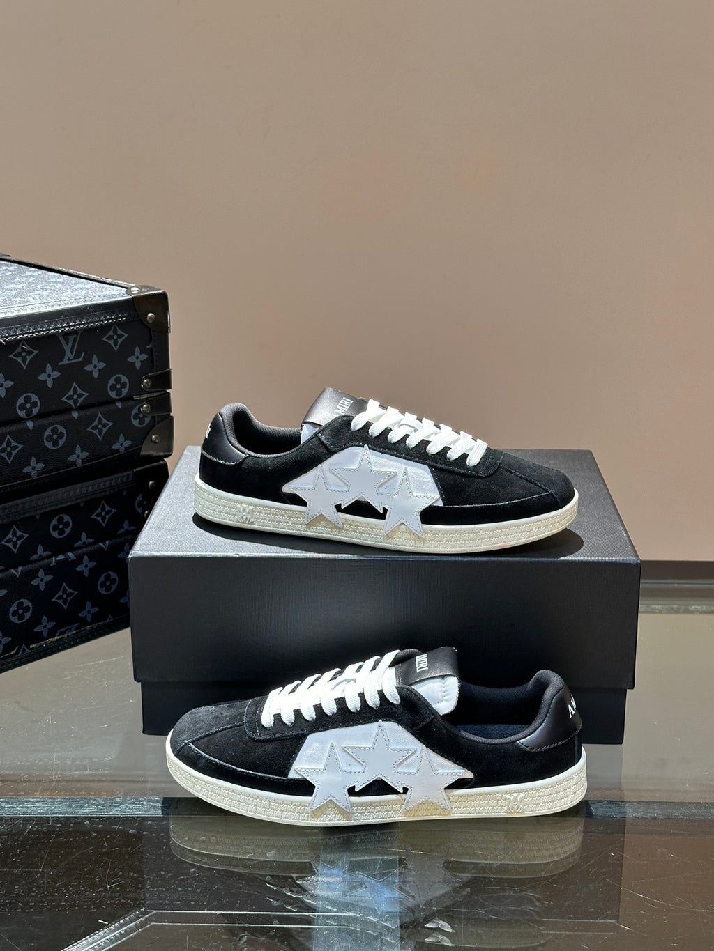AMIRI Black & White Triple-Star Low-Top Sneakers