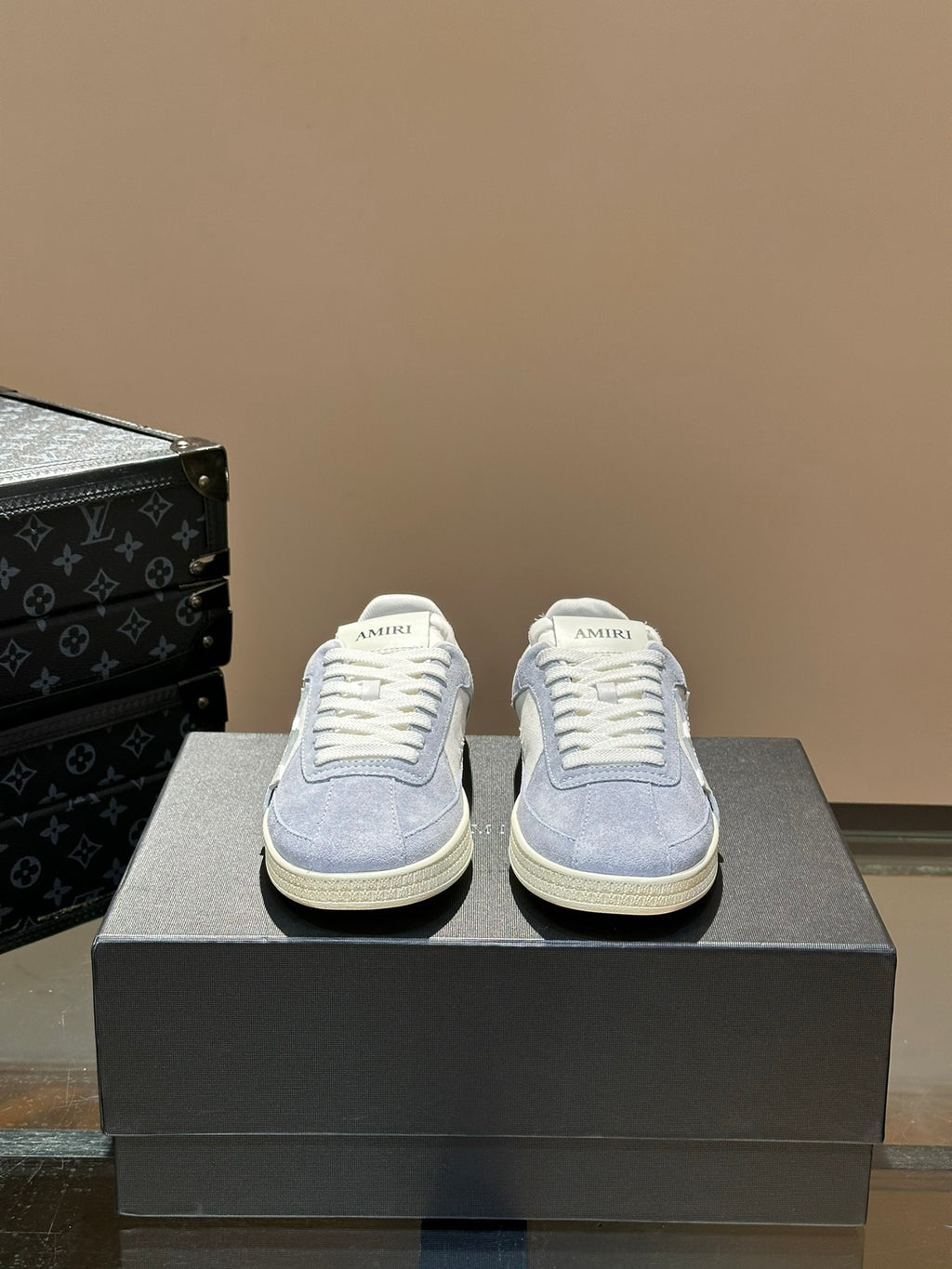 AMIRI Light Blue & White Triple-Star Low-Top Sneakers