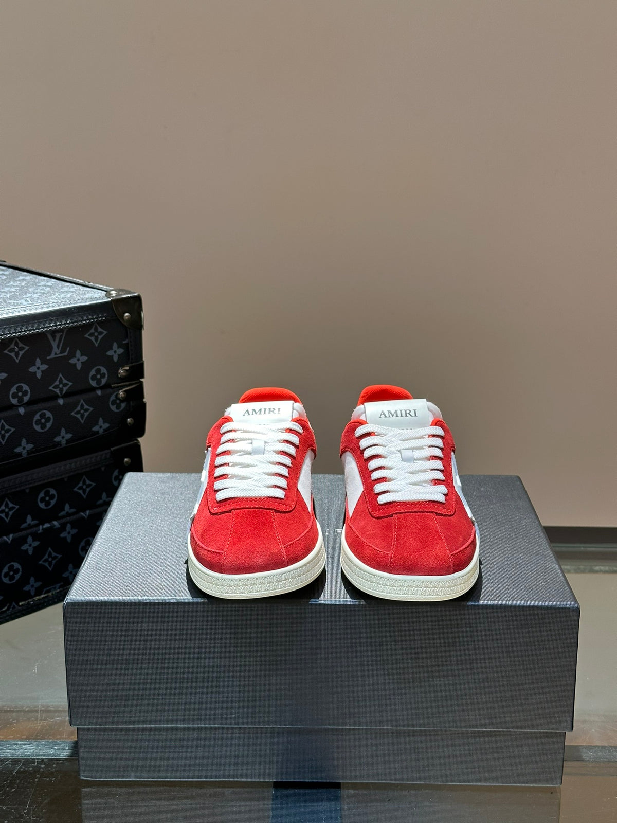 AMIRI Red & White Triple-Star Low-Top Sneakers