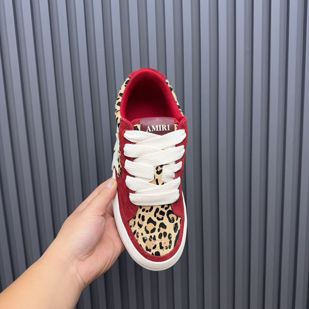 AMIRI Red Leopard-Print Triple-Star Low-Top Sneakers