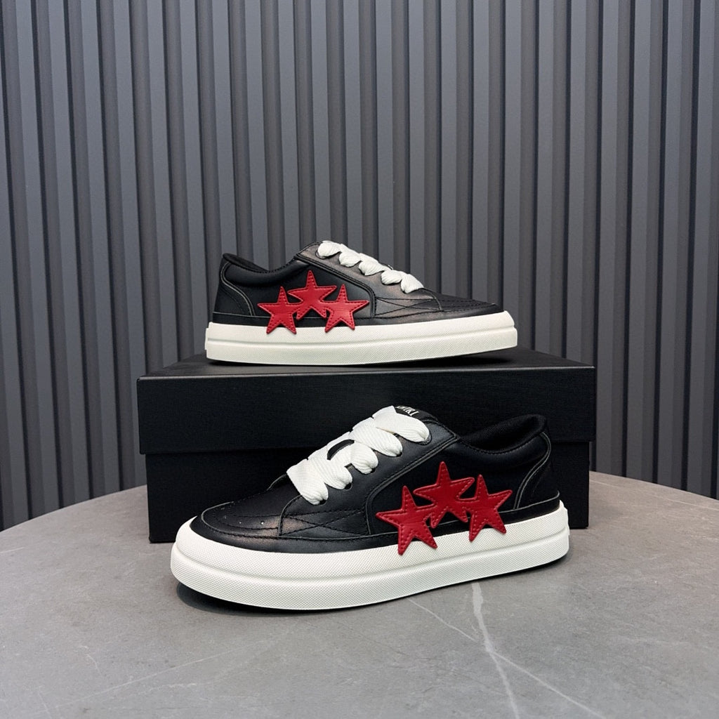 AMIRI Black & Red Triple-Star Low-Top Sneakers