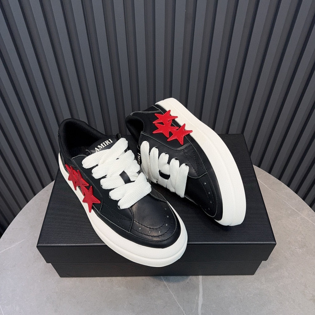 AMIRI Black & Red Triple-Star Low-Top Sneakers