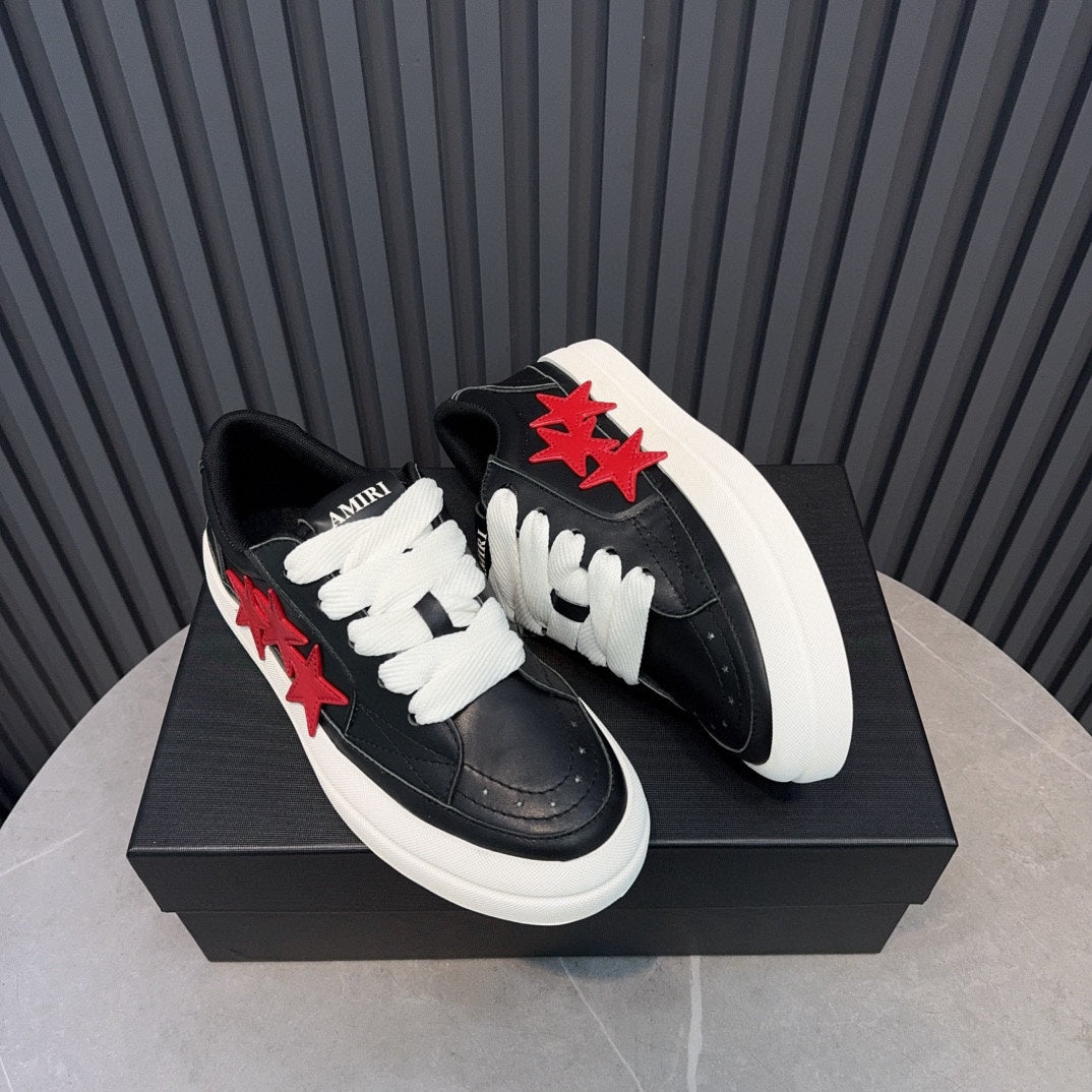 AMIRI Black & Red Triple-Star Low-Top Sneakers