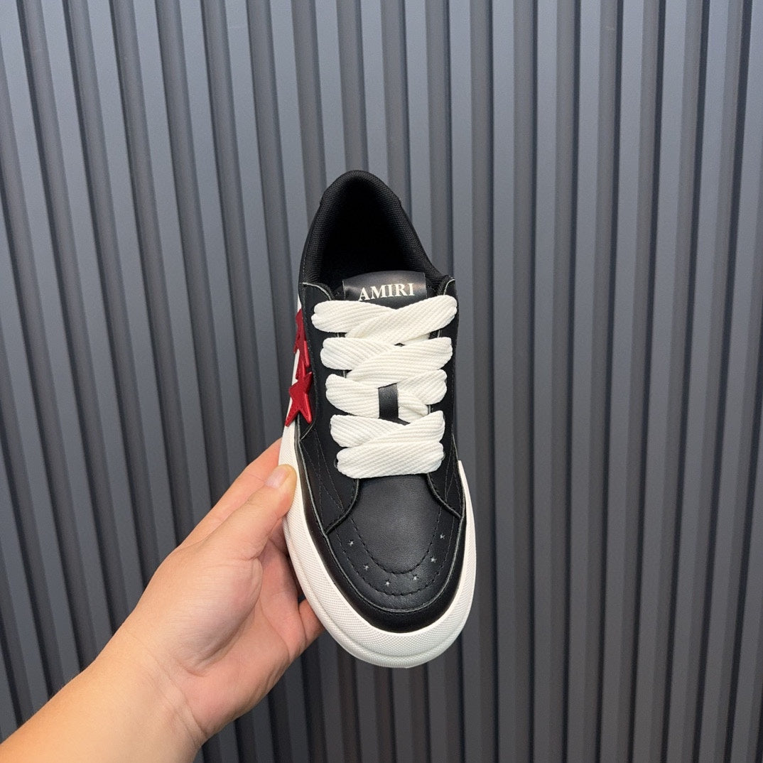 AMIRI Black & Red Triple-Star Low-Top Sneakers