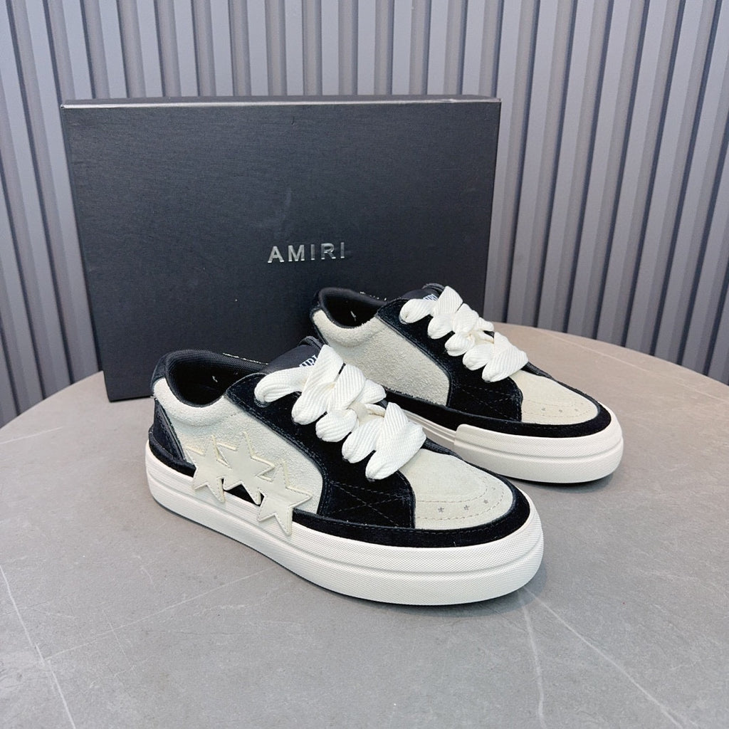AMIRI Black & Cream Triple-Star Low-Top Sneakers