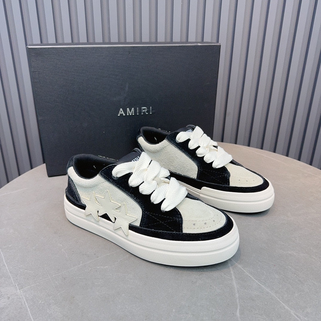 AMIRI Black & Cream Triple-Star Low-Top Sneakers