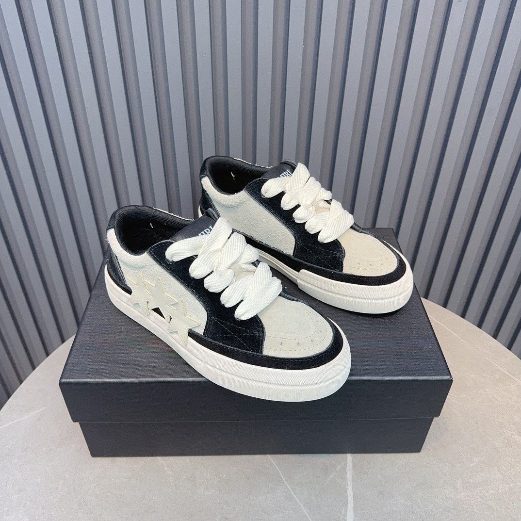 AMIRI Black & Cream Triple-Star Low-Top Sneakers