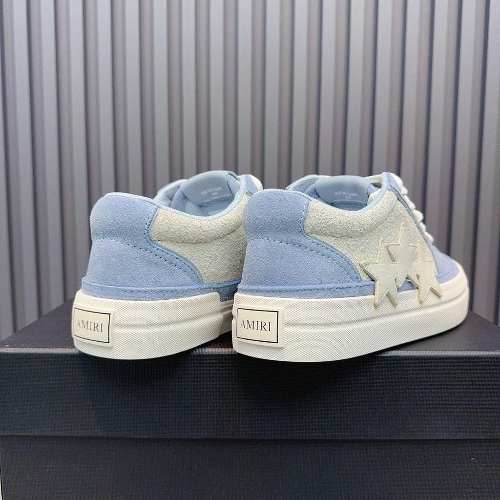 AMIRI Light Blue & Cream Triple-Star Low-Top Sneakers