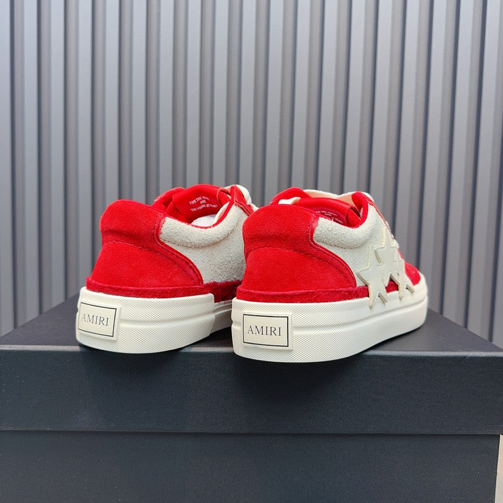 AMIRI Red & Cream Triple-Star Low-Top Sneakers