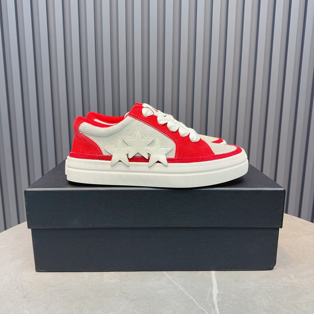 AMIRI Red & Cream Triple-Star Low-Top Sneakers