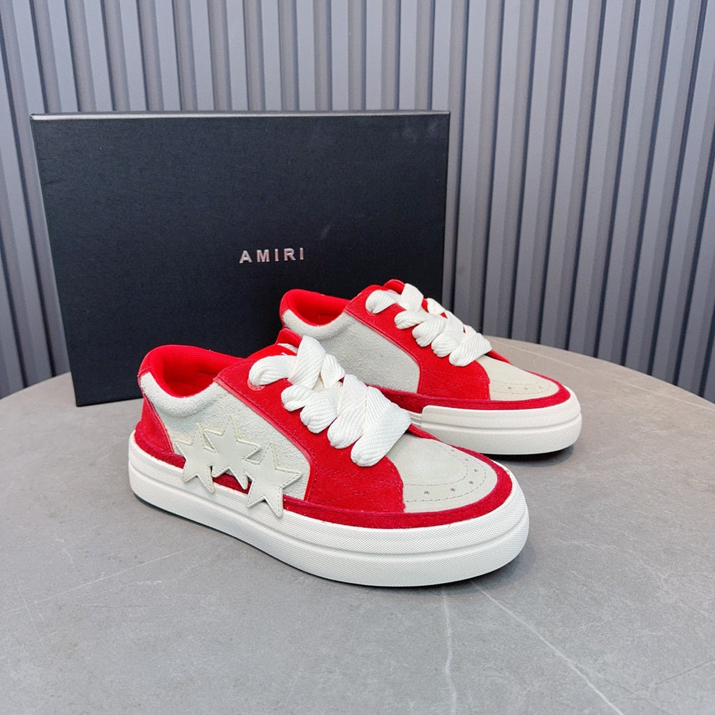 AMIRI Red & Cream Triple-Star Low-Top Sneakers