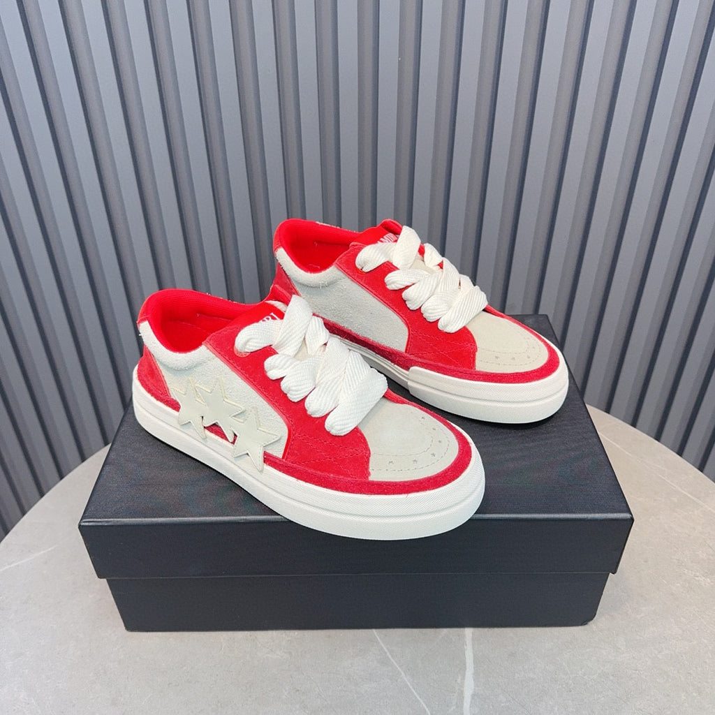 AMIRI Red & Cream Triple-Star Low-Top Sneakers
