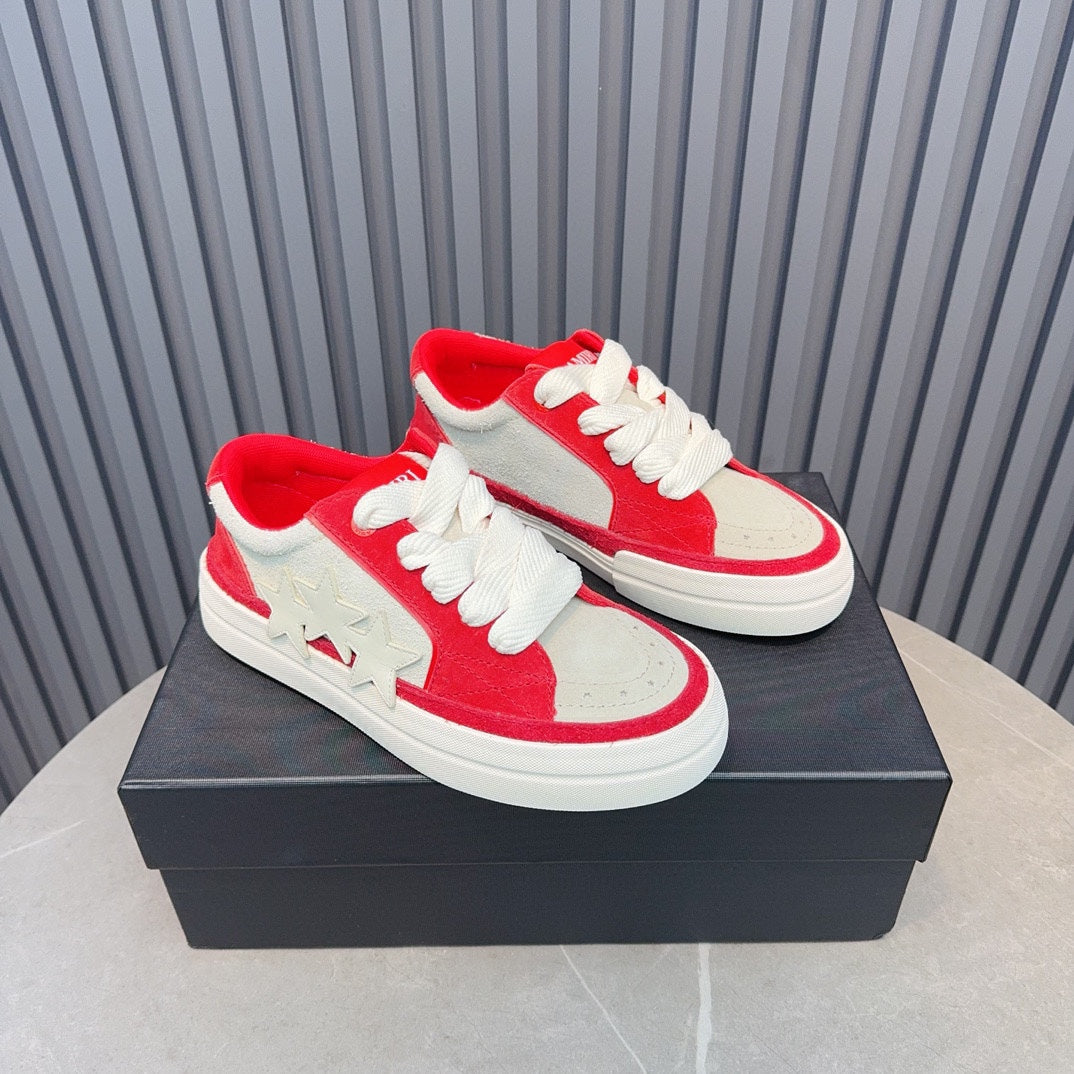 AMIRI Red & Cream Triple-Star Low-Top Sneakers