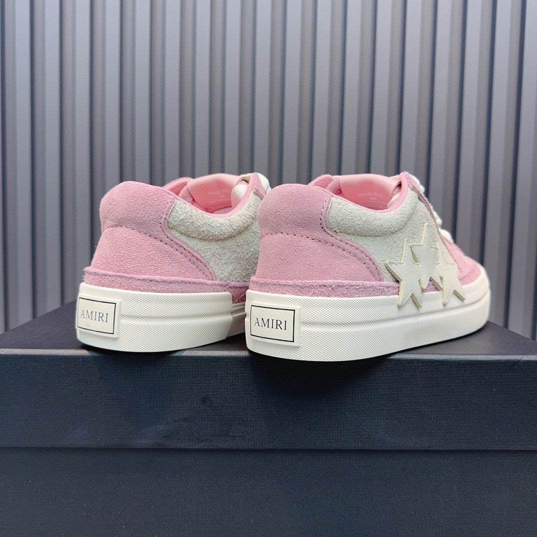 AMIRI Pink & Cream Triple-Star Low-Top Sneakers