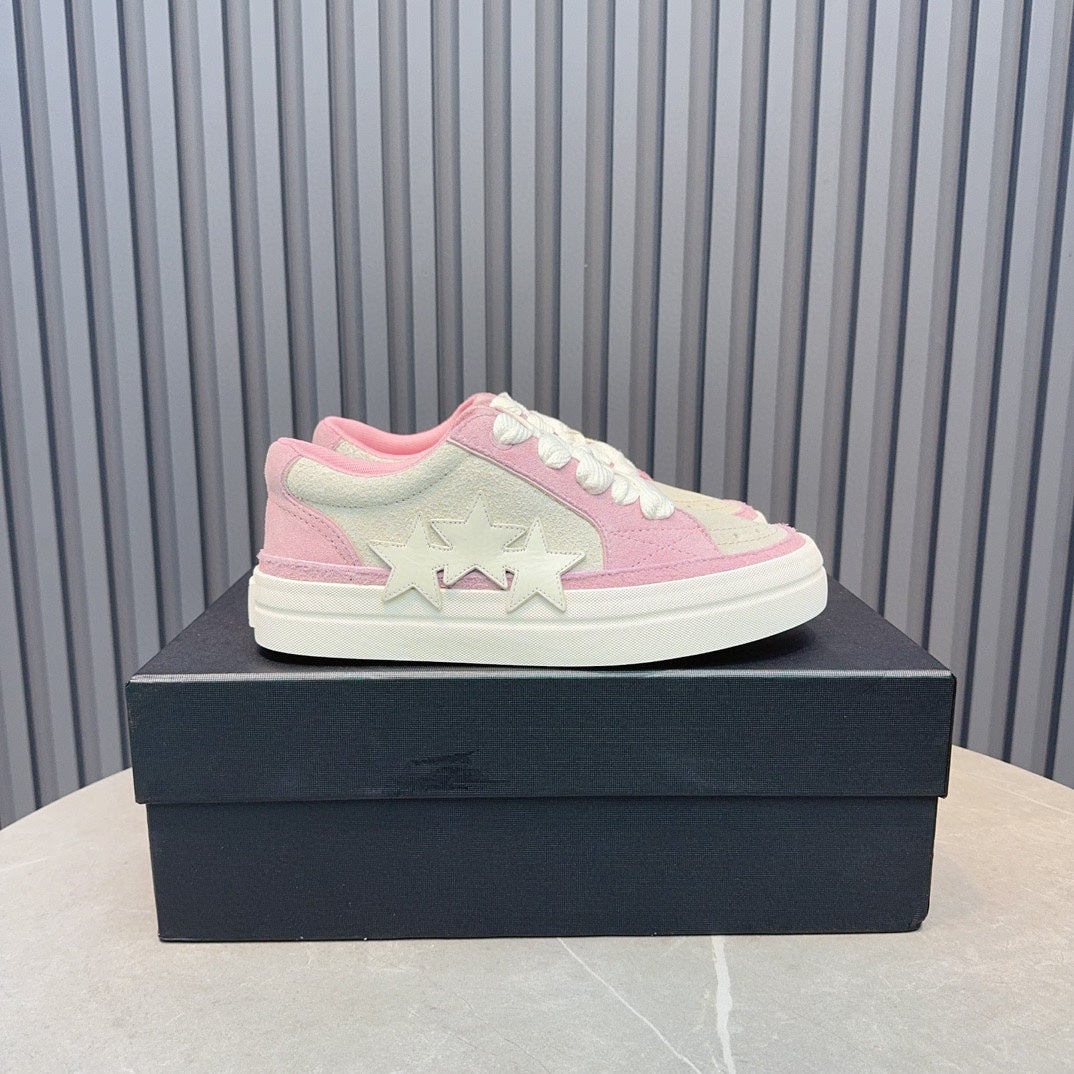 AMIRI Pink & Cream Triple-Star Low-Top Sneakers