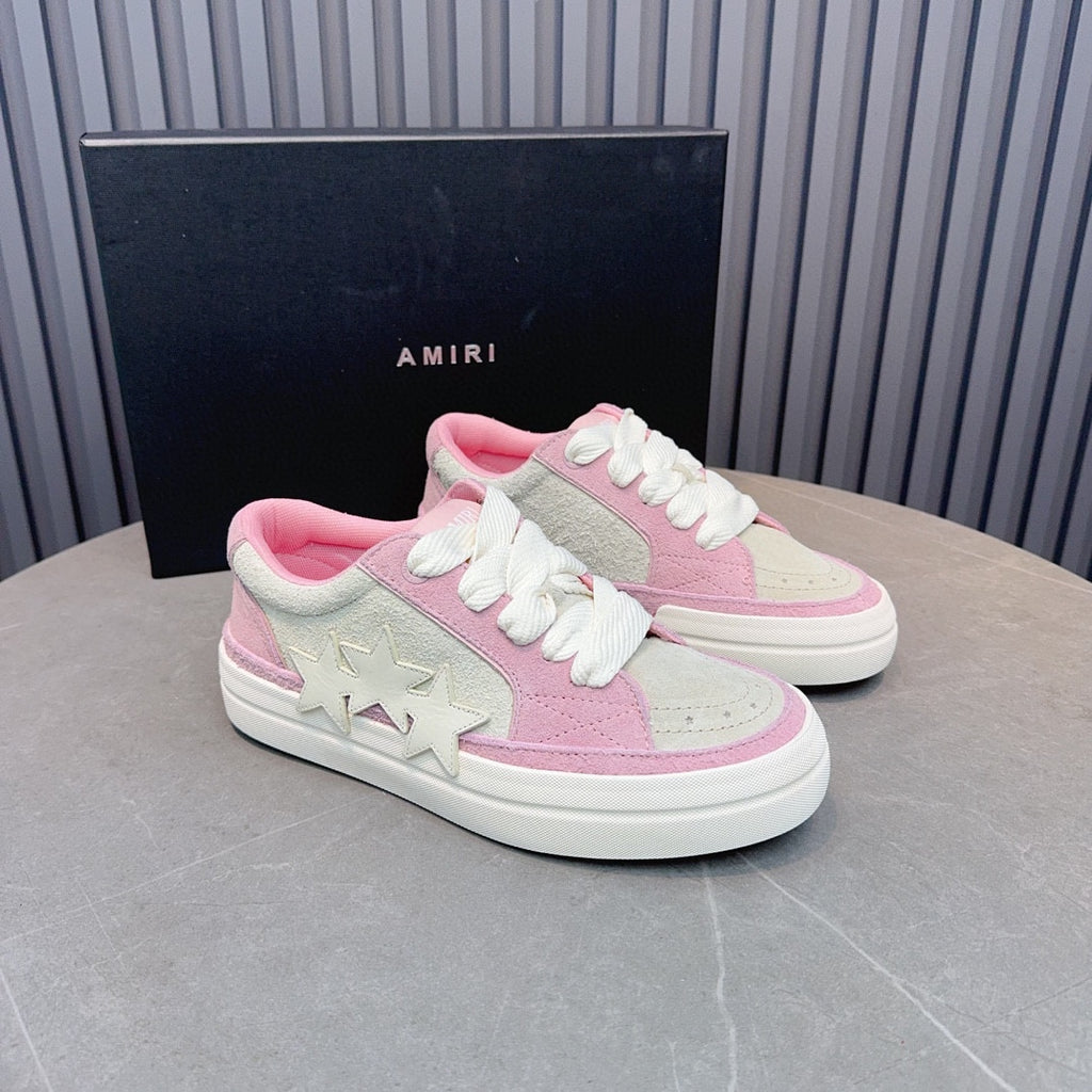 AMIRI Pink & Cream Triple-Star Low-Top Sneakers