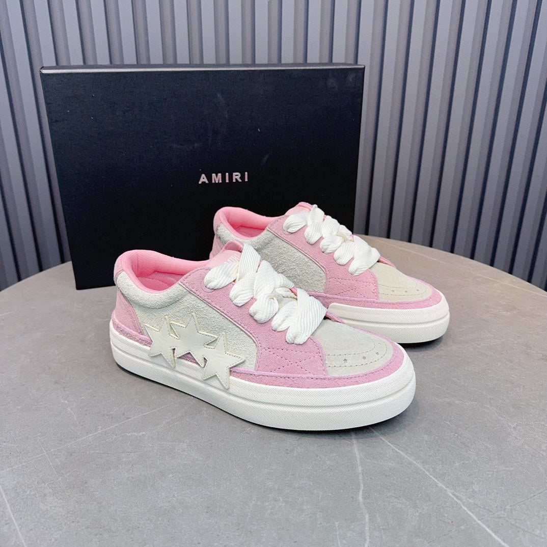 AMIRI Pink & Cream Triple-Star Low-Top Sneakers