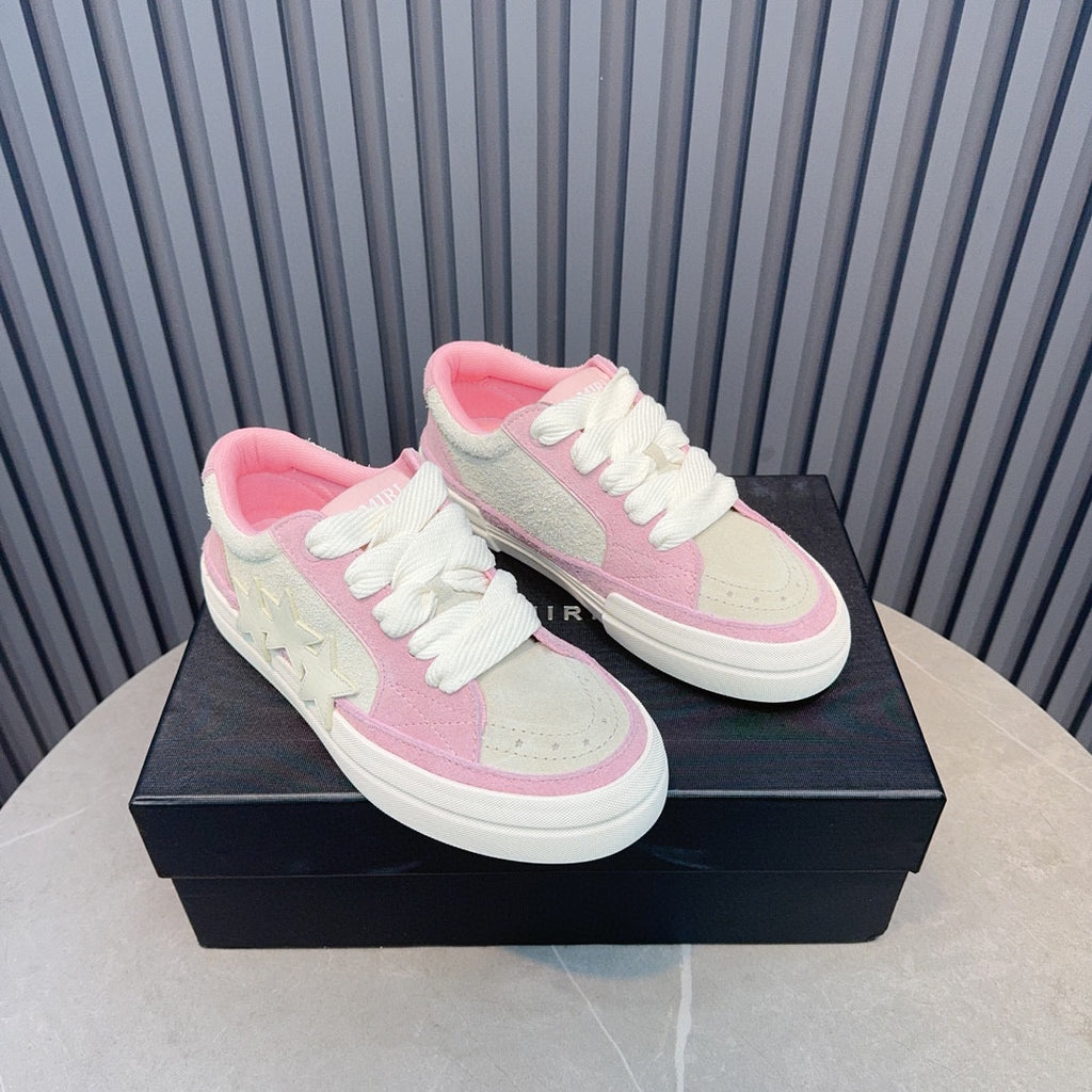 AMIRI Pink & Cream Triple-Star Low-Top Sneakers