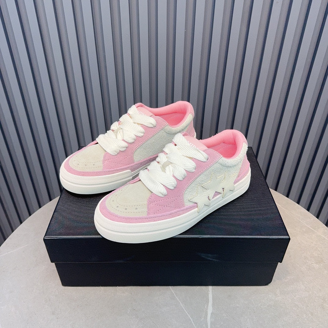 AMIRI Pink & Cream Triple-Star Low-Top Sneakers
