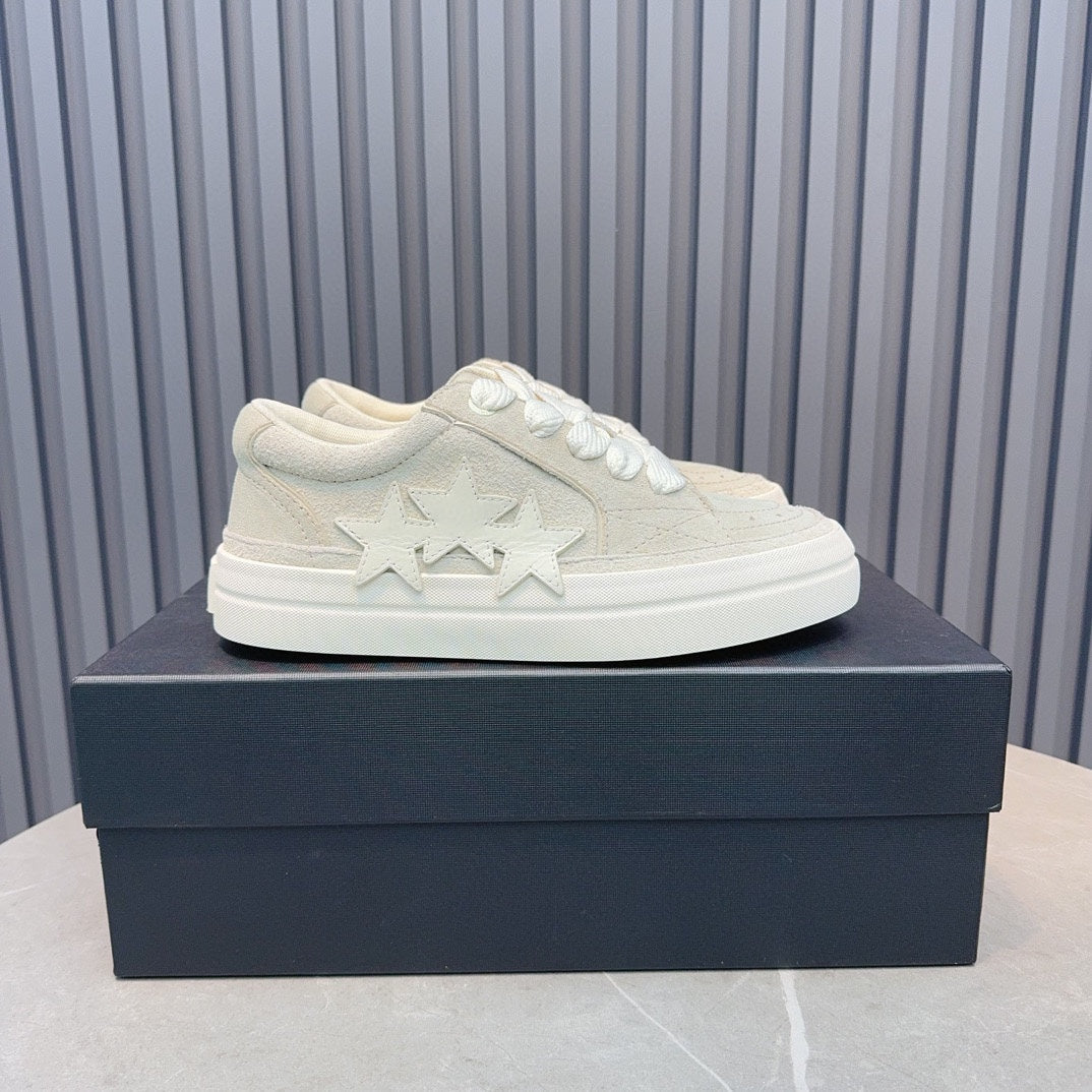 AMIRI Cream & White Triple-Star Low-Top Sneakers