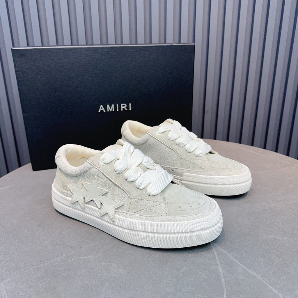 AMIRI Cream & White Triple-Star Low-Top Sneakers