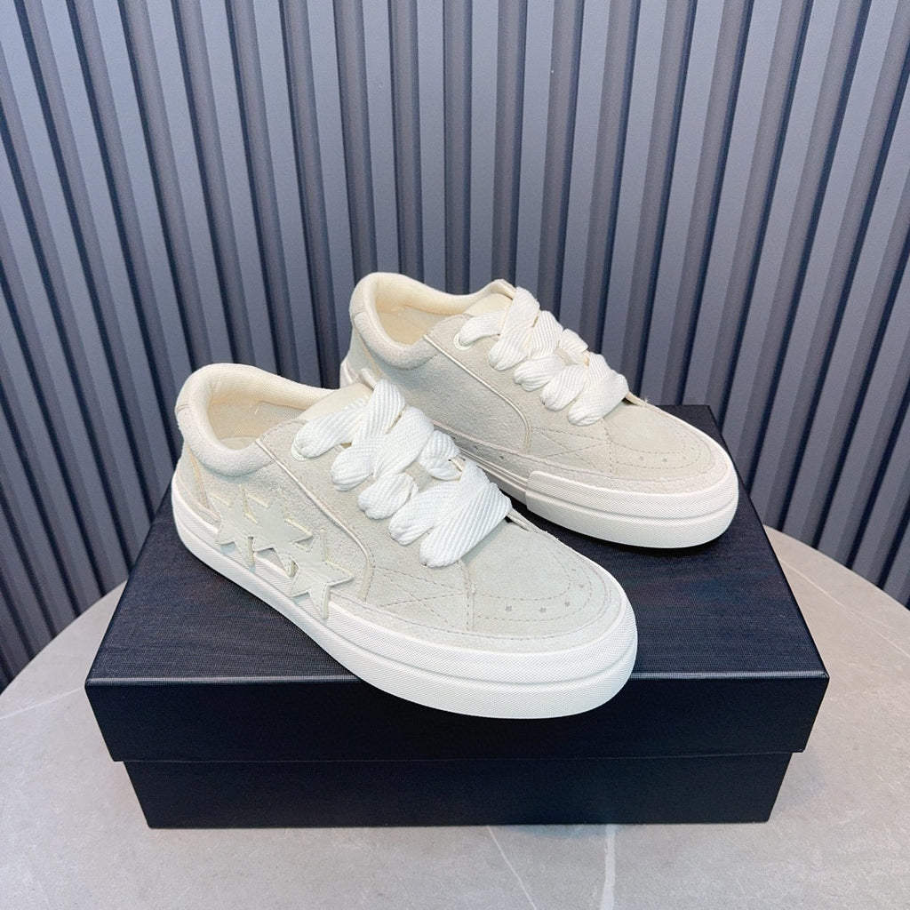AMIRI Cream & White Triple-Star Low-Top Sneakers