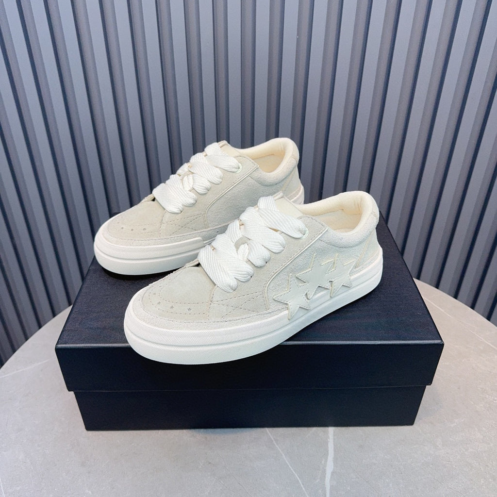 AMIRI Cream & White Triple-Star Low-Top Sneakers