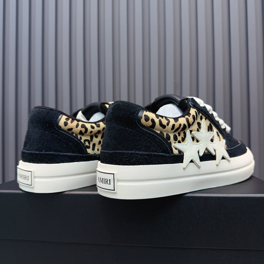 AMIRI Black Leopard-Print Triple-Star Low-Top Sneakers