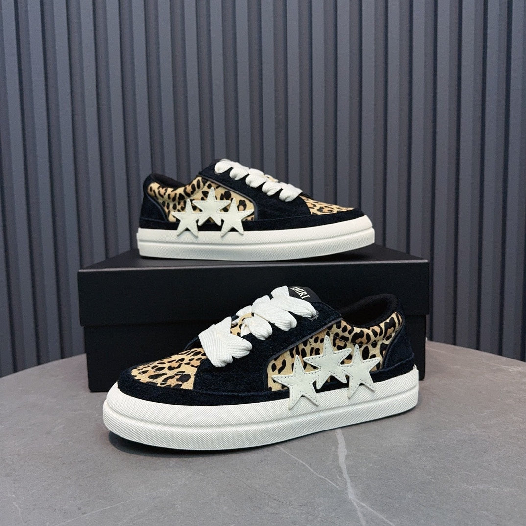 AMIRI Black Leopard-Print Triple-Star Low-Top Sneakers