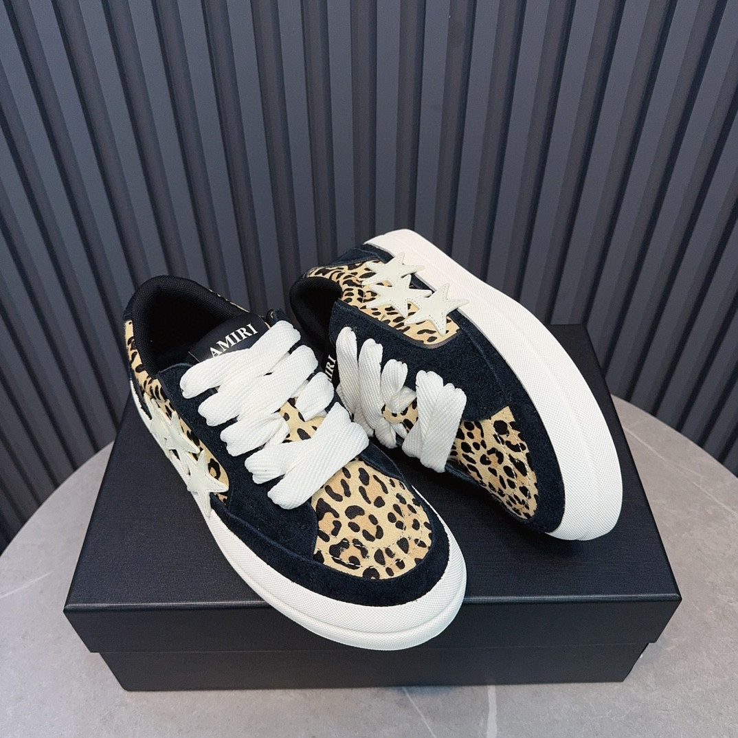 AMIRI Black Leopard-Print Triple-Star Low-Top Sneakers